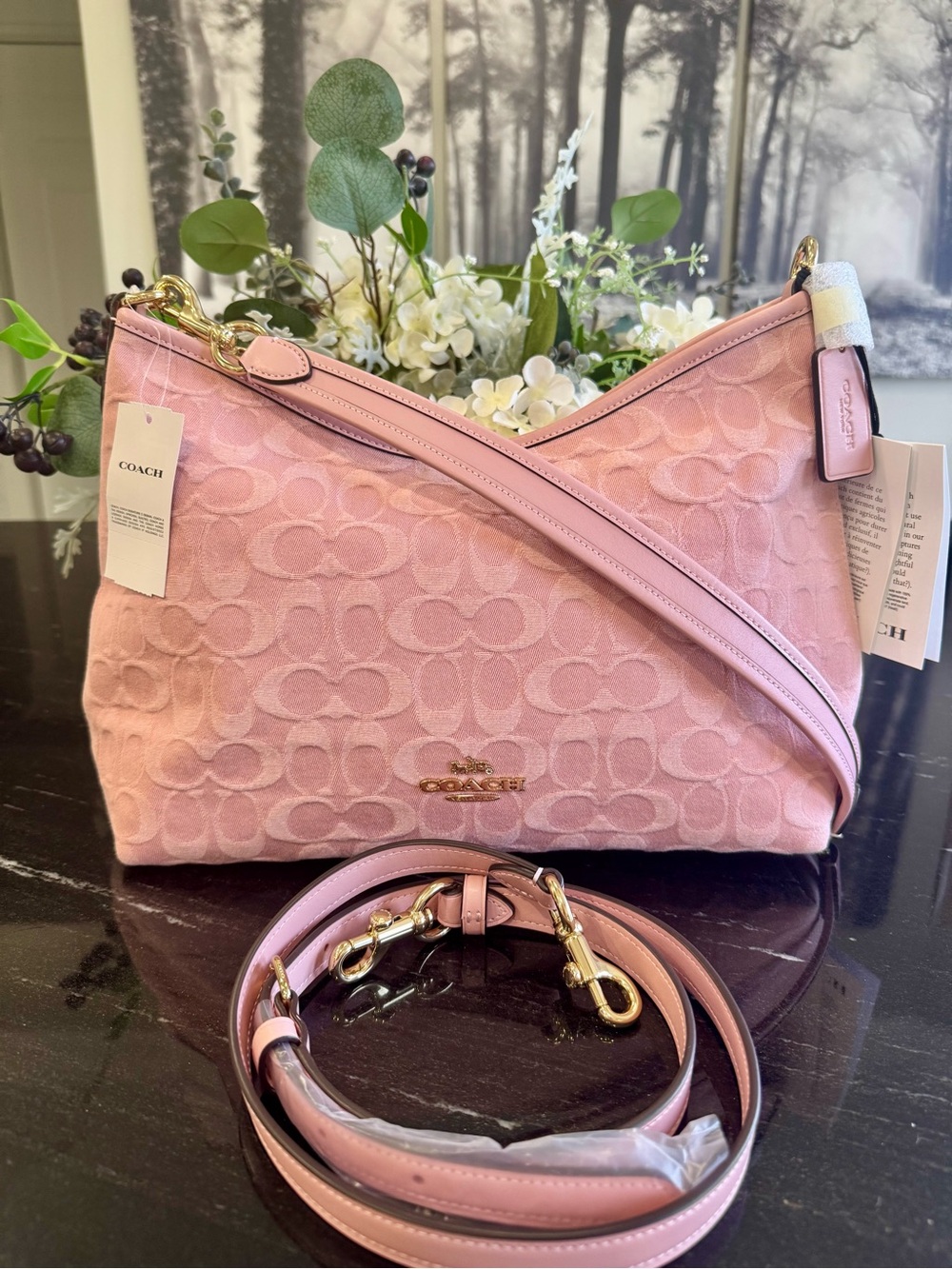 COACH Pink Denim Laurel Shoulder Bag NWT